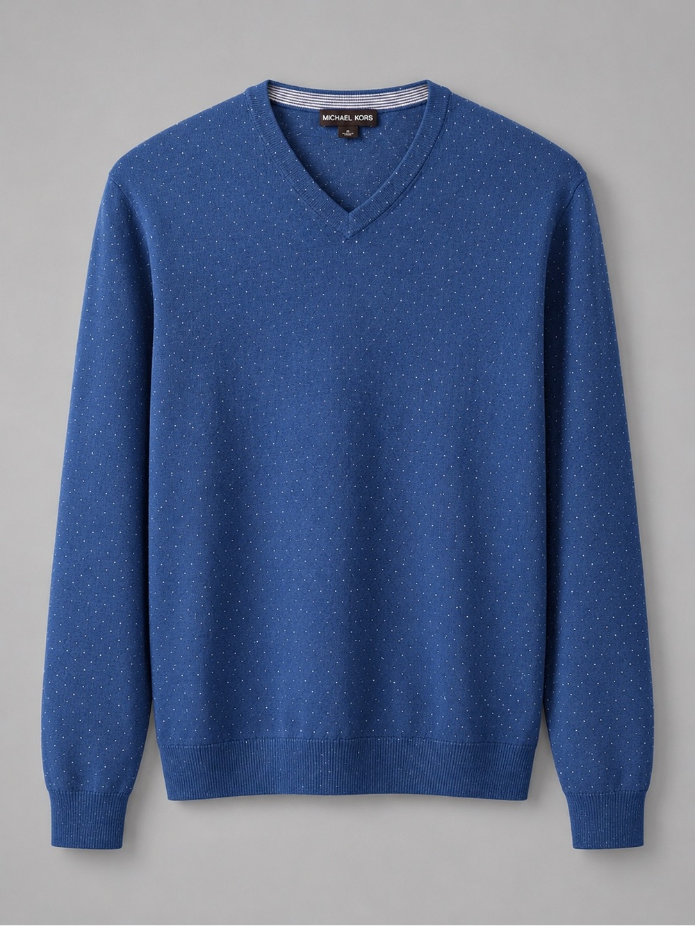 Michael Kors Men's Royal Blue V-Neck Dot-Pattern Sweater